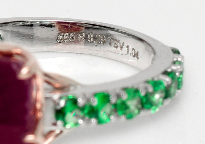 1112014-7 Ring 14K Gold with Ruby and Tsavorite