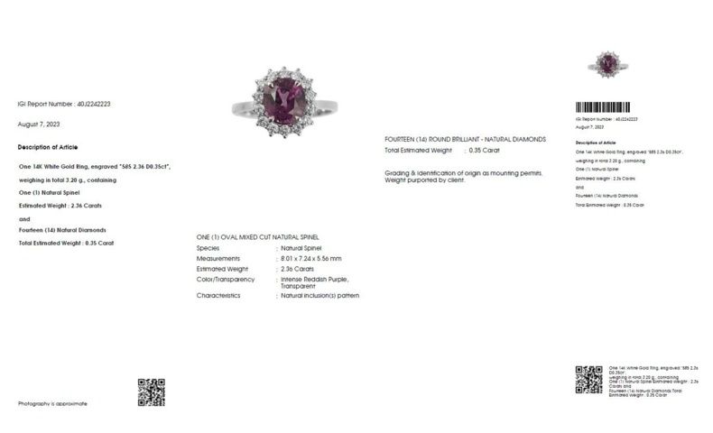 1112017-8 Ring 14K White Gold with untreated Spinel and Diamonds