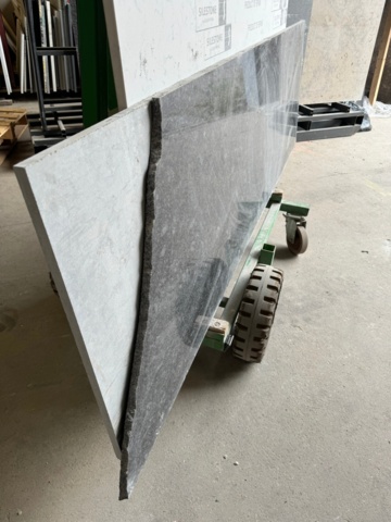 1112201-3 Black iridescent stone slab, glossy. About 250 cm long & 77 cm wide. 20 mm thick