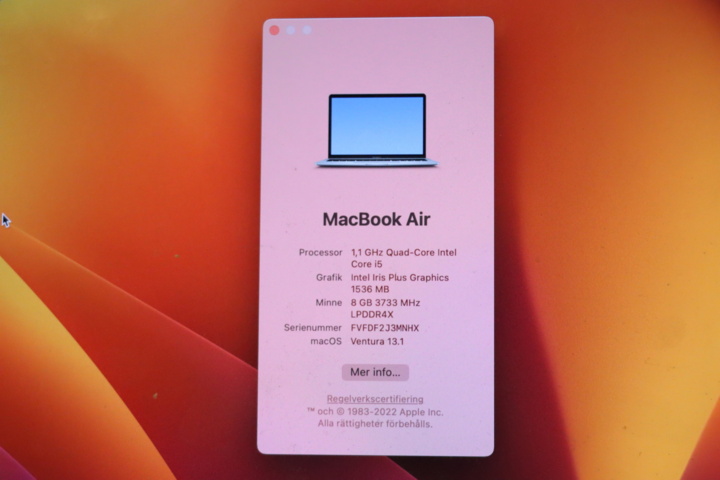 1034030-6 MacBook Air 13 i5 Ram8 (2020)