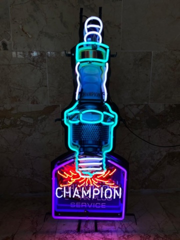 1112674-2 New neon sign Champion spark plug