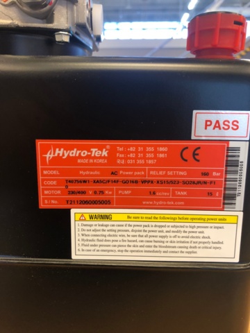 1114821-3 Hydro-Tek Hydraulic pump T40756W1, 15L tank