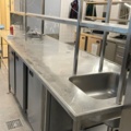 1114861-2 Freestanding stainless steel workbench with 2 shelves