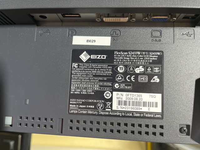 1114913-9 Eizo FlexScan S2433W
