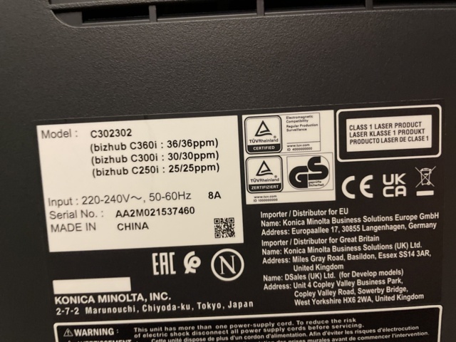 1115830-22 Konica Minolta bizhub C250i