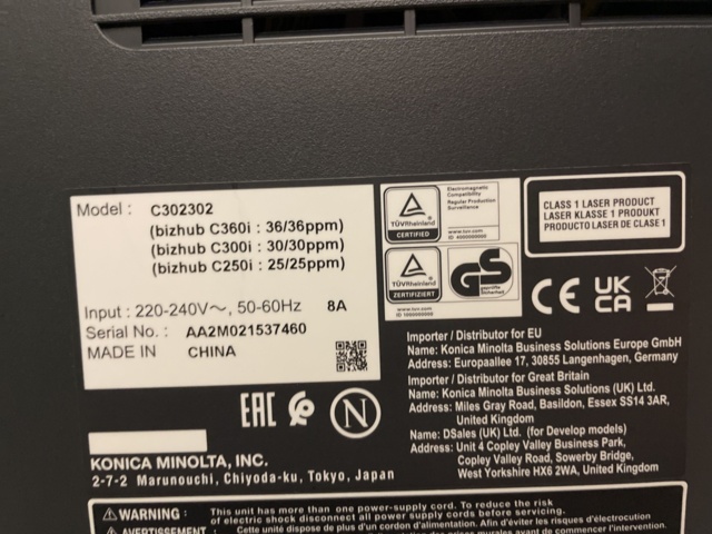 1115830-23 Konica Minolta bizhub C250i