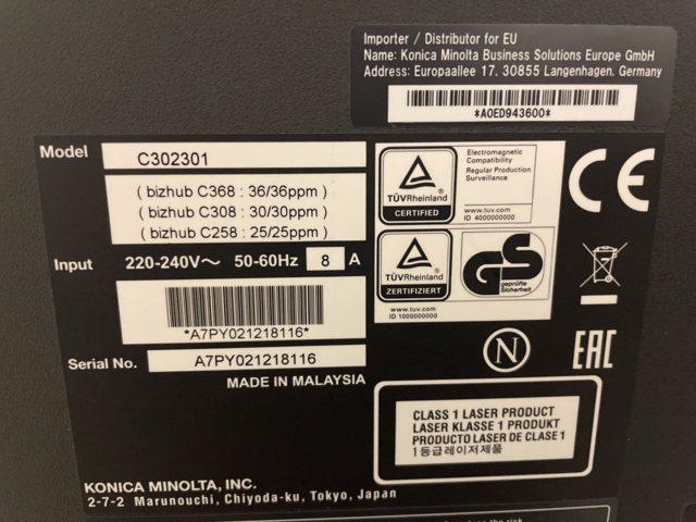 1115832-19 Konica Minolta bizhub c308