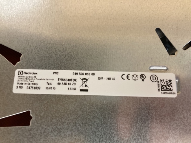 1101622-4 Built-in hob Electrolux EHA6040FOK