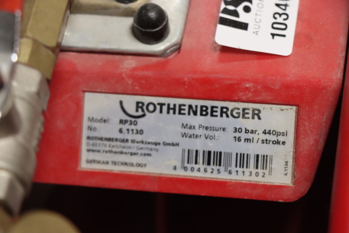 1034087-2 2 Rothenberger RP30 test pressure pumps