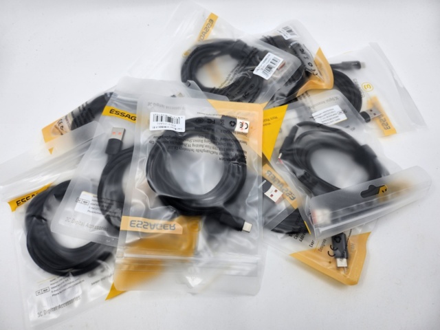 1118966-2 10 st ladd/synkkkabel USB-C - USB-A, 6A, 66W max, 2 meter, flätad - Frakt ingår