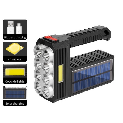 1120099-9 3 flashlights, solar powered, rechargeable battery- Shipping included