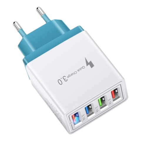 1123474-1 4 st Väggadaptrar 4-i-1 Turkos