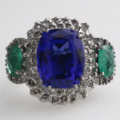1123625-2 Ring 14K White Gold with Tanzanite, Emeralds and Diamonds
