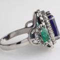 1123625-4 Ring 14K White Gold with Tanzanite, Emeralds and Diamonds