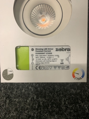 1123861-3 6 pc Downlight Light Complete 6.5W LED, Zebra