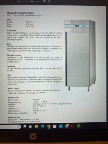 1124239-4 Coolpart frysskåp Line 650