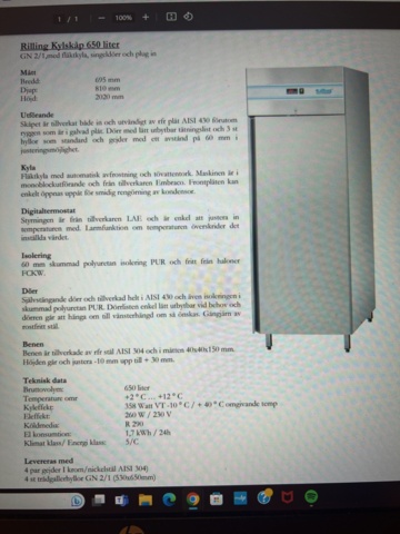 1124239-5 Coolpart frysskåp Line 650