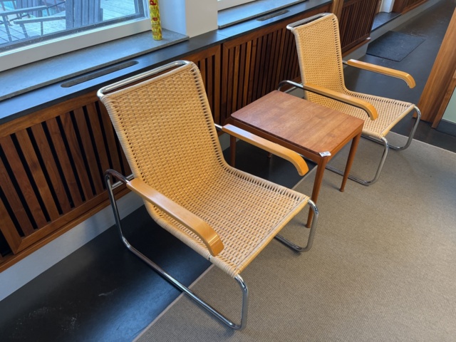 963643-10 Rattan armchairs x2 Thonet S35 Marcel Breuer, incl. side table