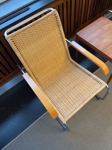 963643-3 Rattan armchairs x2 Thonet S35 Marcel Breuer, incl. side table