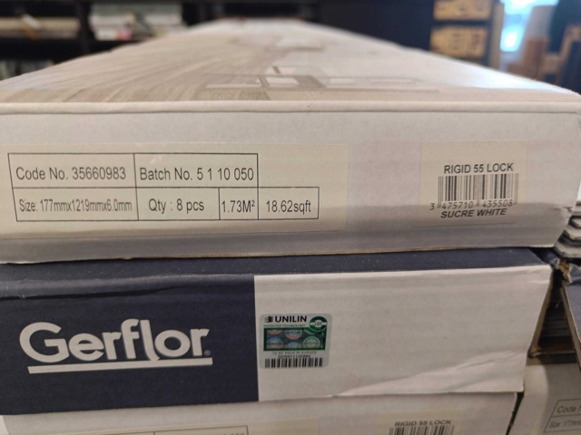1000173-4 Flooring 34 packages Gerfloor Rigid 55 vinyl clicks Sucre White