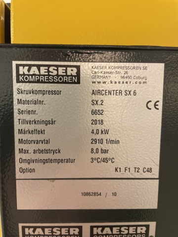 998962-13 Screw compressor Kaeser Aircenter SX6. 2018