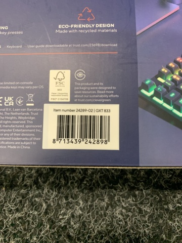 1089995-3 Gaming keyboard Trust GXT 833 Thado TKL (black)