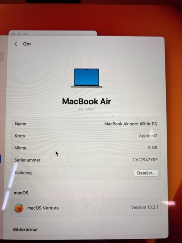 1130852-5 Apple M2 MacBook Air 13'