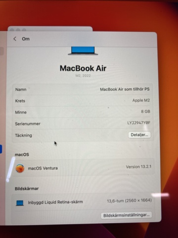 1130852-6 Apple M2 MacBook Air 13'