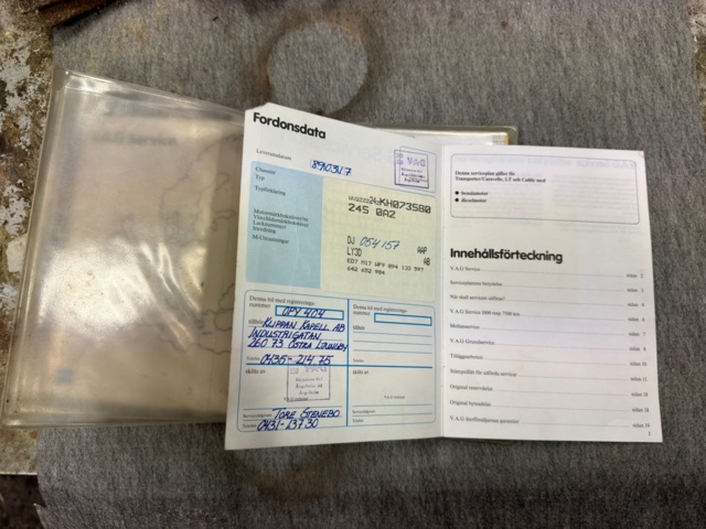 1132503-10 Volkswagen Transporter Chassis Cab 2600 2.1 - 1989