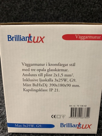 1132585-3 3 st Väggarmaturer BrilliantLux Sevillia