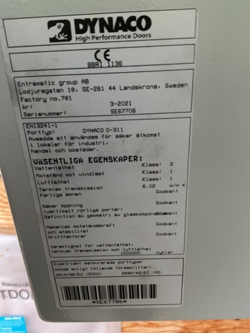 1120631-5 Rolling gate Dynaco electric control is missing