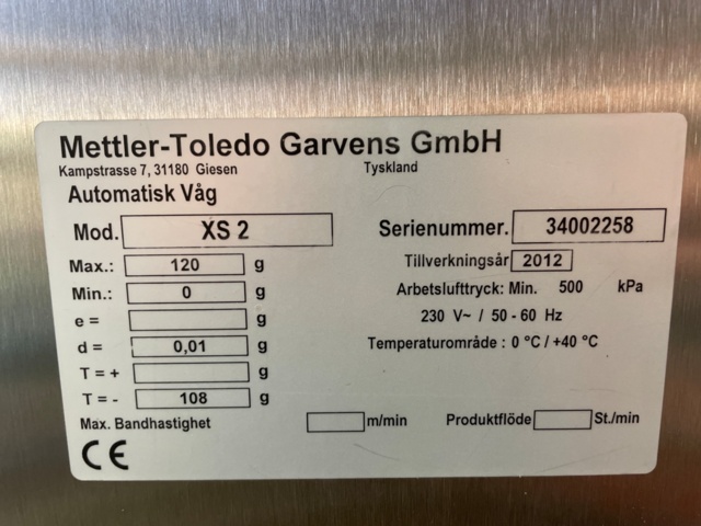 1134314-5 Scale - Mettler Toledo XS2