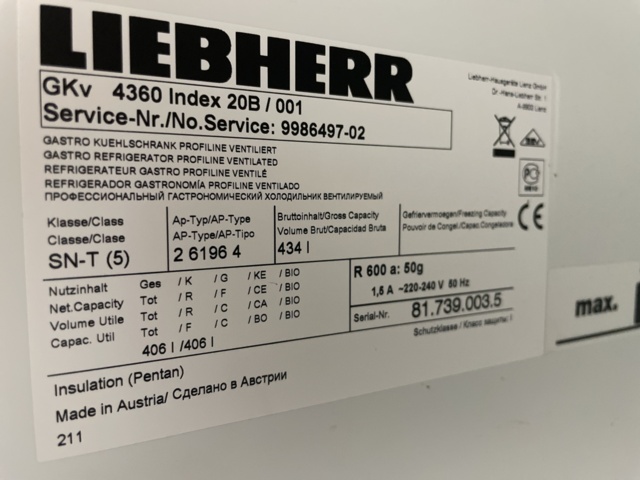 1110248-5 Refrigerator 434 Liters - Liebherr GKv 4360