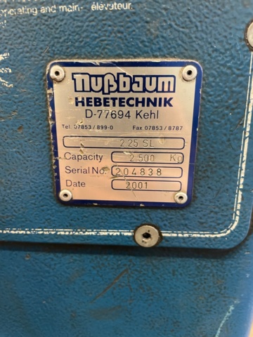 1048214-7 2-Pillar lift 2500kg - Nussbaum 2.25 SLE - 2001