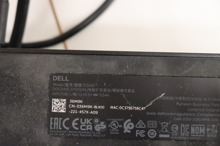 1034349-2 Dell docking station + Dell Displaylink
