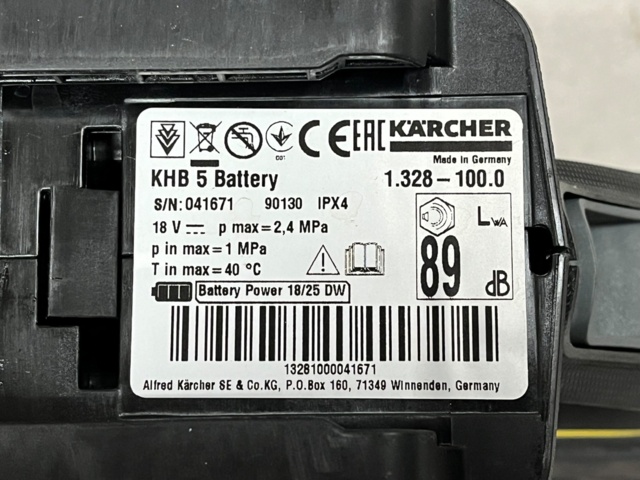 1139215-4 Intermediate pressure washer Kärcher KHB 5 Battery