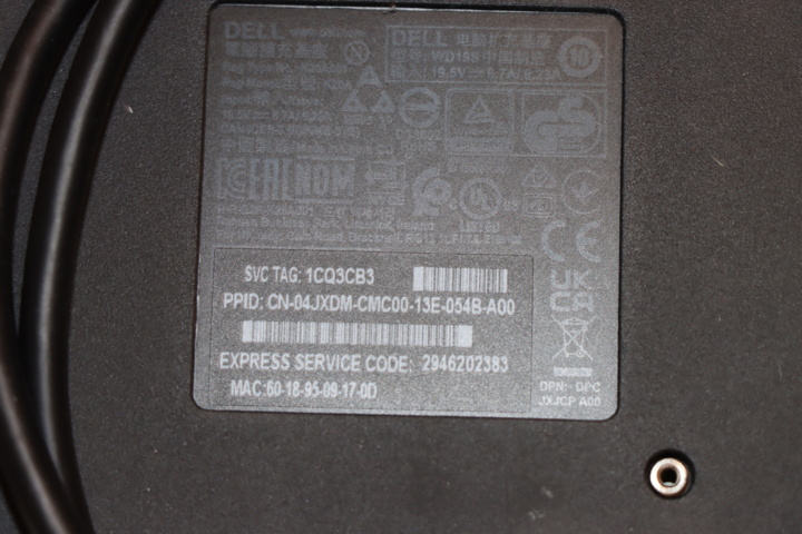 1034411-6 Dock station DELL K20A001 USB-C