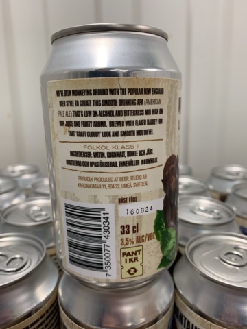 1065430-2 Folk beer 3.5% Beer Studios Monkey Mountain, APA 288 cans