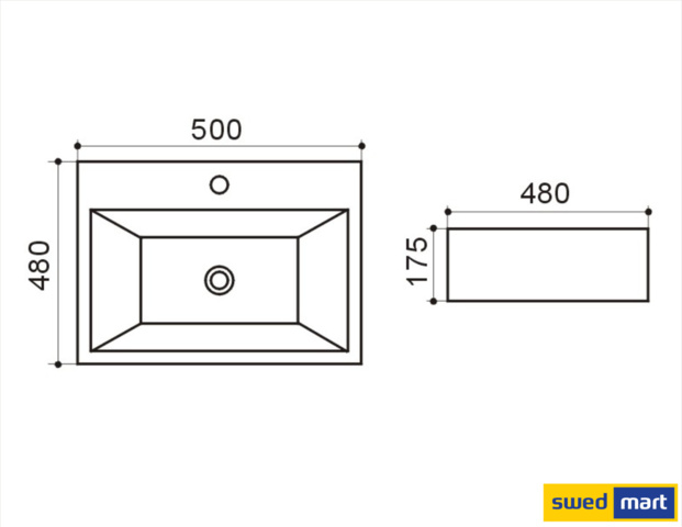 1143154-2 Bodil Porcelain washbasin for countertop or wall - SW724
