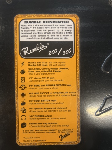 1069602-4 Fender Rumble 500 Head bass amp top