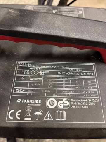 1078574-5 Plasma cutter Parkside PPSK 40 A1