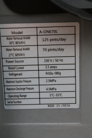 1142045-11 Condensation dehumidifier A-ONE 70l