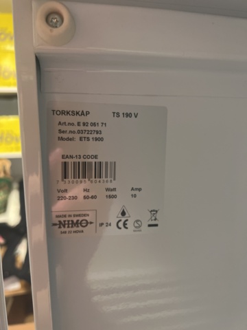 1117010-4 Drying cabinet Nimo ETS 1900