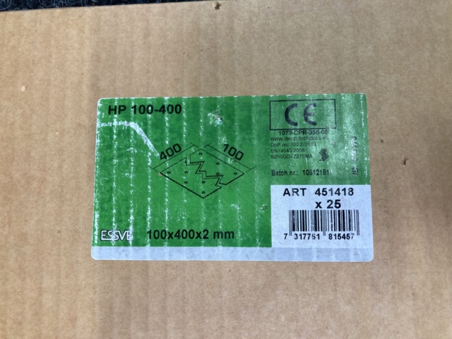 1154488-3 25 st hålplattor Essve 100x400x2,0 mm