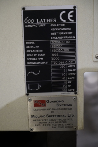 1030579-7 CNC lathe Tornado T80 + MBF 1000