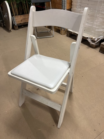 1067376-1 White wooden folding chair with white cushion 50 pcs