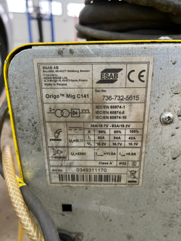 1148999-6 Mig Welding with gas tube - ESAB Origo Mig C141