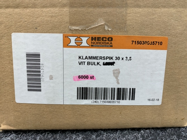 1161184-2 About 6,000 Staple nails 30x3.5mm Heco Nordiska