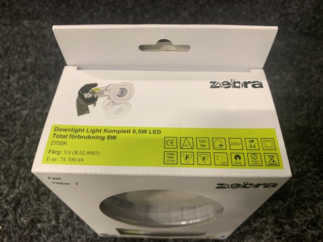 1161252-4 6 pc Downlight Light Complete 6.5W LED, Zebra
