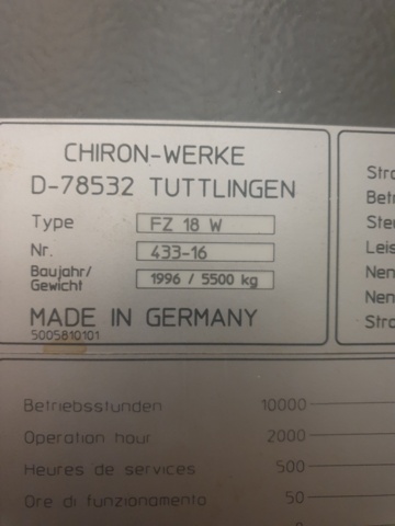 1120919-5 Chiron CNC FZ18W High speed